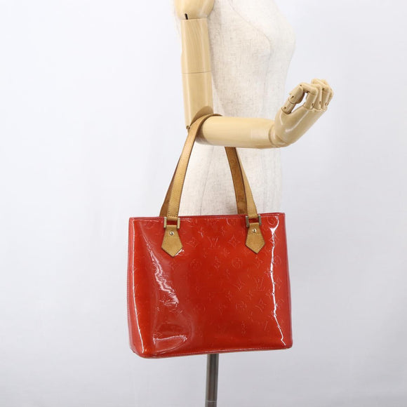 LOUIS VUITTON Monogram Vernis Houston Hand Bag Rouge M91092 LV Auth ka1304