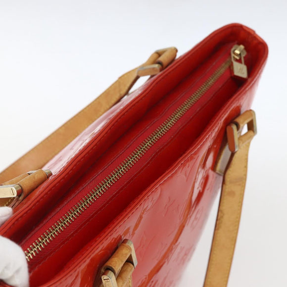 LOUIS VUITTON Monogram Vernis Houston Hand Bag Rouge M91092 LV Auth ka1304