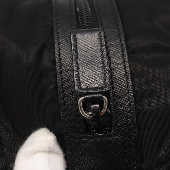 PRADA Pouch Nylon Zwart Zilver Auth ka131