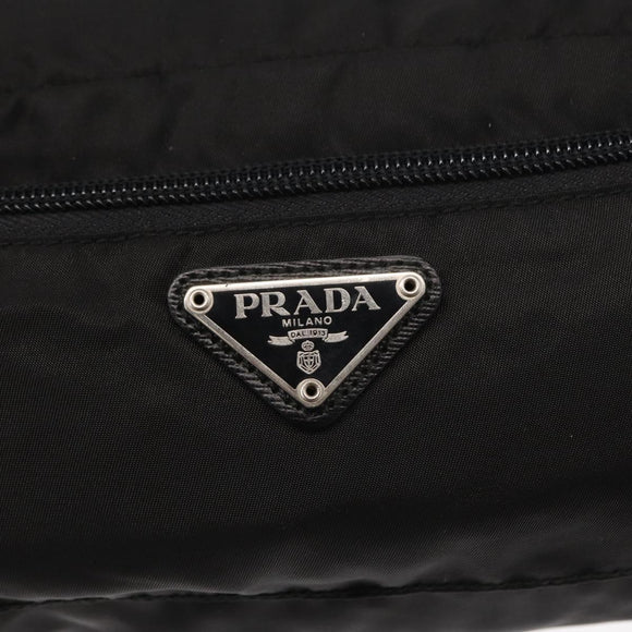 PRADA Pouch Nylon Zwart Zilver Auth ka131