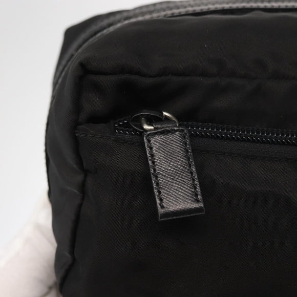 PRADA Pouch Nylon Zwart Zilver Auth ka131