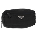PRADA Pouch Nylon Zwart Zilver Auth ka131-1