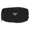 PRADA Pouch Nylon Zwart Zilver Auth ka131-2