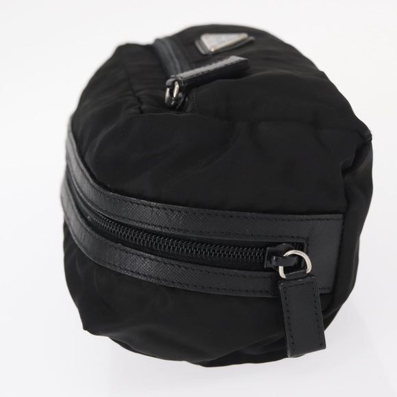 PRADA Pouch Nylon Zwart Zilver Auth ka131