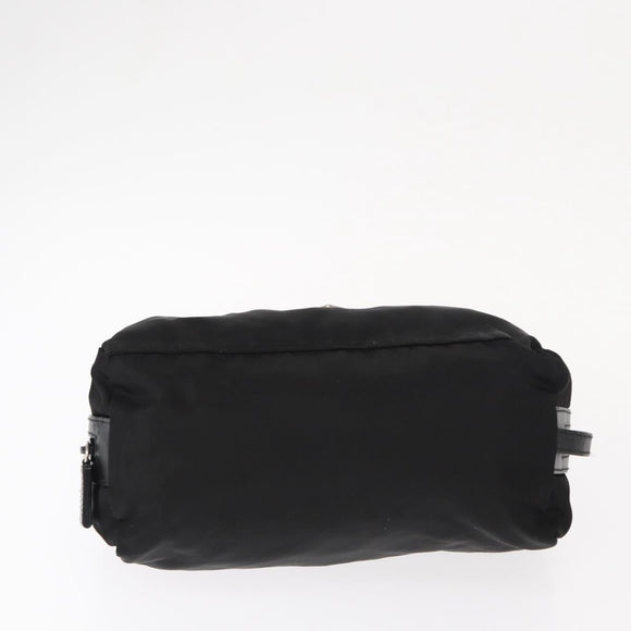 PRADA Pouch Nylon Zwart Zilver Auth ka131