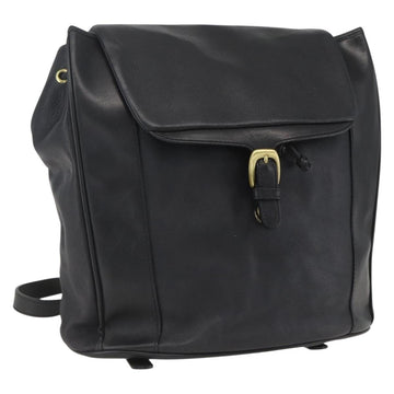 BALLY Backpack Leather Black Gold Auth ka1313