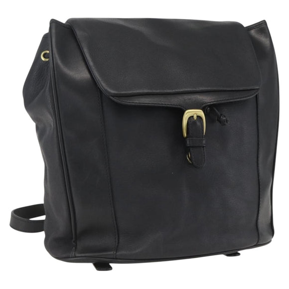 BALLY Backpack Leather Black Gold Auth ka1313