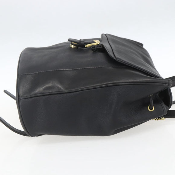 BALLY Backpack Leather Black Gold Auth ka1313