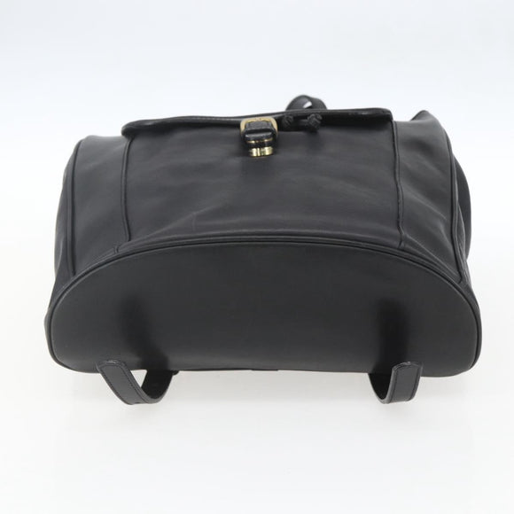 BALLY Backpack Leather Black Gold Auth ka1313