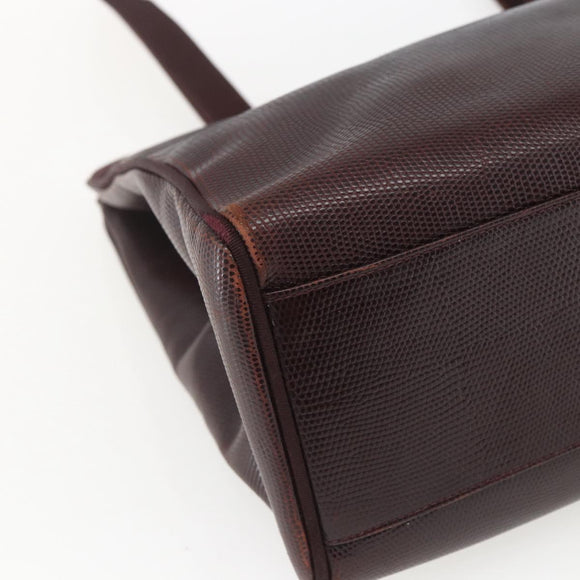 Salvatore Ferragamo Tote Bag Leather Brown Gold Auth ka1314