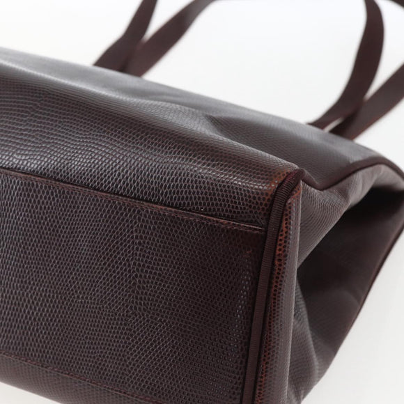 Salvatore Ferragamo Tote Bag Leather Brown Gold Auth ka1314