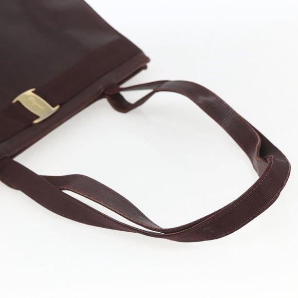 Salvatore Ferragamo Tote Bag Leather Brown Gold Auth ka1314