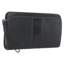 BURBERRY Clutch Bag Leather Black Silver Auth ka1315-1