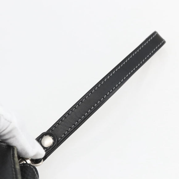 BURBERRY Clutch Bag Leather Black Silver Auth ka1315