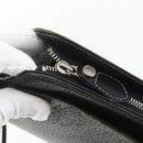 BURBERRY Clutch Bag Leather Black Silver Auth ka1315-14