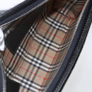 BURBERRY Clutch Bag Leather Black Silver Auth ka1315-16