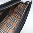 BURBERRY Clutch Bag Leather Black Silver Auth ka1315-17
