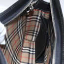BURBERRY Clutch Bag Leather Black Silver Auth ka1315-18