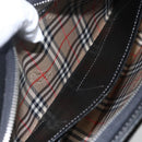 BURBERRY Clutch Bag Leather Black Silver Auth ka1315-19