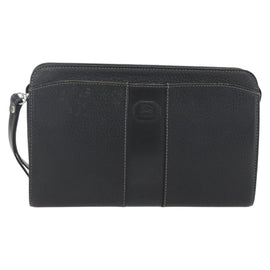 BURBERRY Clutch Bag Leather Black Silver Auth ka1315 - 0