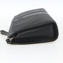 BURBERRY Clutch Bag Leather Black Silver Auth ka1315-4