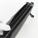 BURBERRY Clutch Bag Leather Black Silver Auth ka1315-6