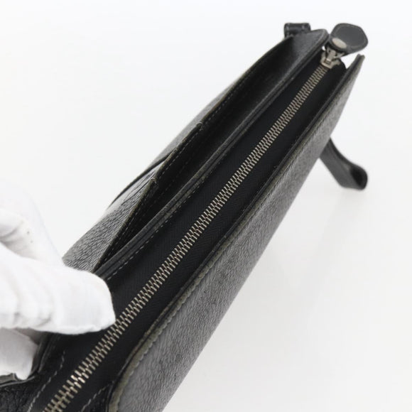 BURBERRY Clutch Bag Leather Black Silver Auth ka1315