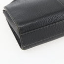 BURBERRY Clutch Bag Leather Black Silver Auth ka1315-9