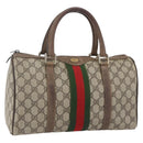 GUCCI GG Supreme Web Sherry Line Boston Bag PVC Beige Gold 39 02 007 Auth ka1316-1