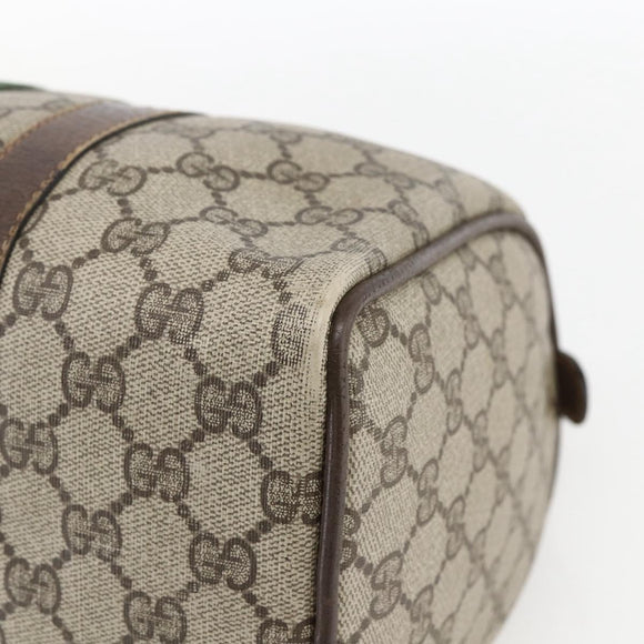 GUCCI GG Supreme Web Sherry Line Boston Bag PVC Beige Gold 39 02 007 Auth ka1316