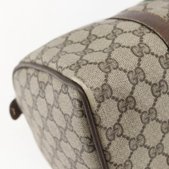 GUCCI GG Supreme Web Sherry Line Boston Bag PVC Beige Gold 39 02 007 Auth ka1316