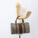 GUCCI GG Supreme Web Sherry Line Boston Bag PVC Beige Gold 39 02 007 Auth ka1316-21