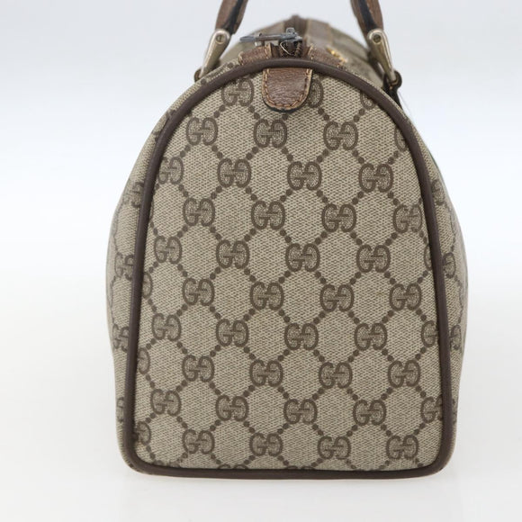 GUCCI GG Supreme Web Sherry Line Boston Bag PVC Beige Gold 39 02 007 Auth ka1316
