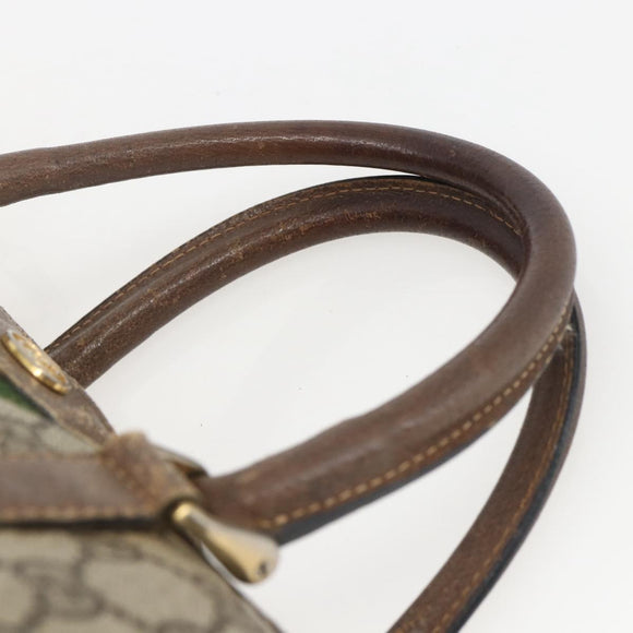 GUCCI GG Supreme Web Sherry Line Boston Bag PVC Beige Gold 39 02 007 Auth ka1316