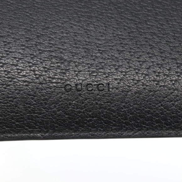 GUCCI Clutch Bag Leather Black Gold 475317 Auth ka1319