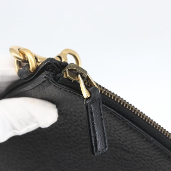 GUCCI Clutch Bag Leather Black Gold 475317 Auth ka1319
