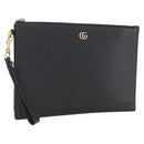 GUCCI Clutch Bag Leather Black Gold 475317 Auth ka1319-1