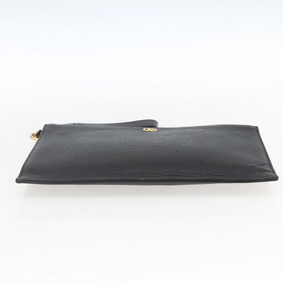 GUCCI Clutch Bag Leather Black Gold 475317 Auth ka1319