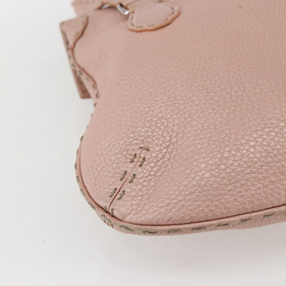 FENDI Celeria Hand Bag Leather Pink Auth ka1320