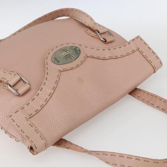 FENDI Celeria Hand Bag Leather Pink Auth ka1320
