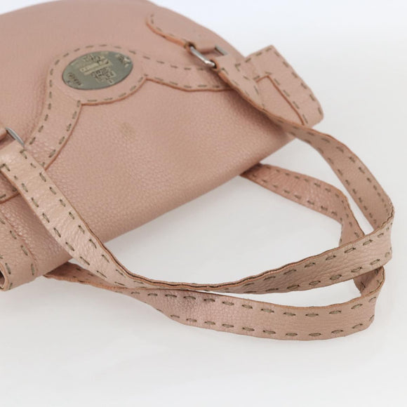 FENDI Celeria Hand Bag Leather Pink Auth ka1320
