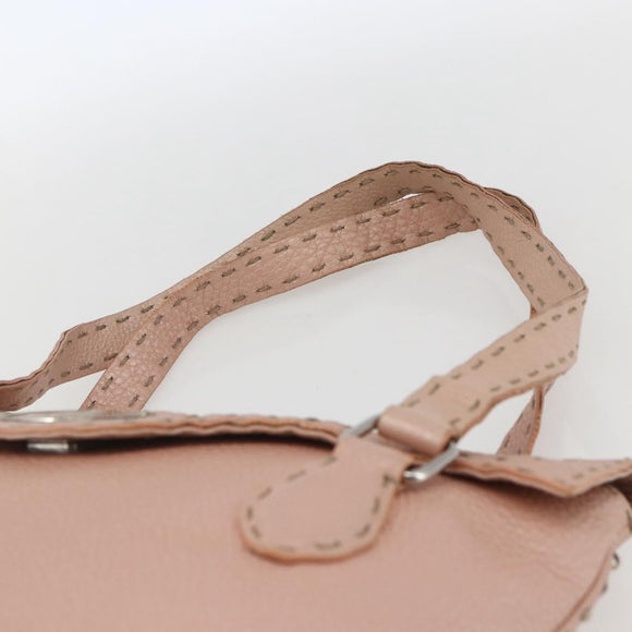FENDI Celeria Hand Bag Leather Pink Auth ka1320