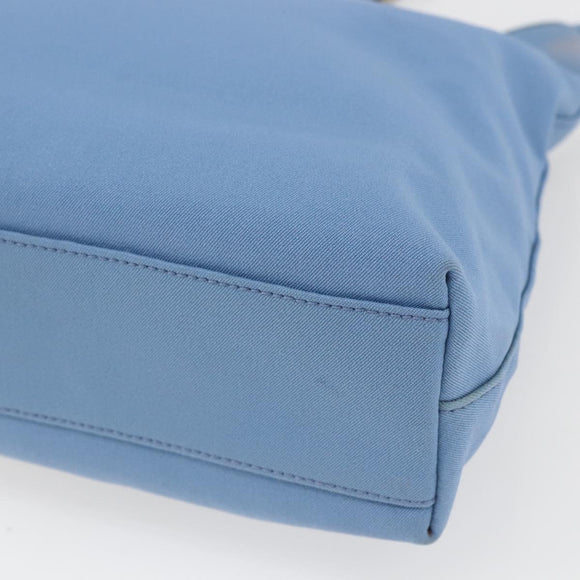 Salvatore Ferragamo Umhängetasche Nylon Hellblau Silber Auth ka1321