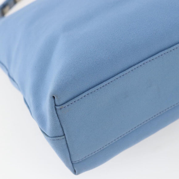 Salvatore Ferragamo Umhängetasche Nylon Hellblau Silber Auth ka1321