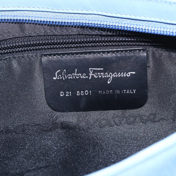 Salvatore Ferragamo Umhängetasche Nylon Hellblau Silber Auth ka1321