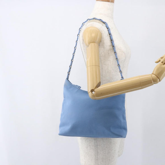 Salvatore Ferragamo Shoulder Bag Nylon Light Blue Silver Auth ka1321