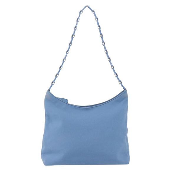Salvatore Ferragamo Umhängetasche Nylon Hellblau Silber Auth ka1321