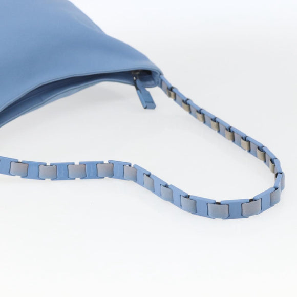 Salvatore Ferragamo Umhängetasche Nylon Hellblau Silber Auth ka1321