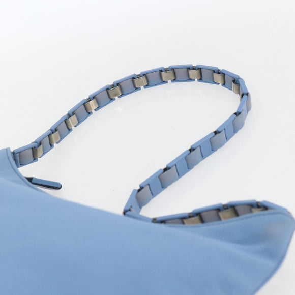 Salvatore Ferragamo Umhängetasche Nylon Hellblau Silber Auth ka1321