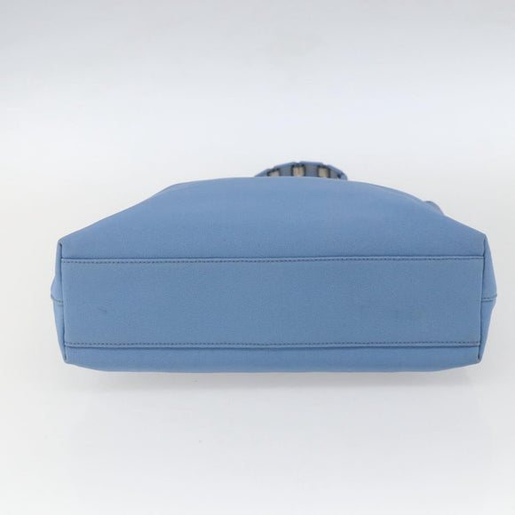 Salvatore Ferragamo Umhängetasche Nylon Hellblau Silber Auth ka1321